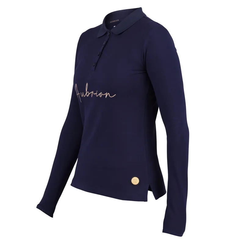Aubrion Team Long Sleeve Polo - Navy-1